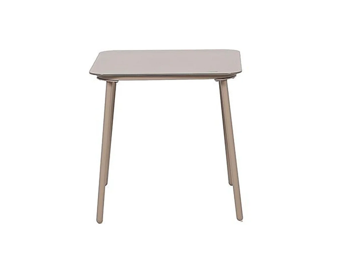 Ensemble jardin 2 fauteuils avec table basse motifs rayures moka et crème - CALICO