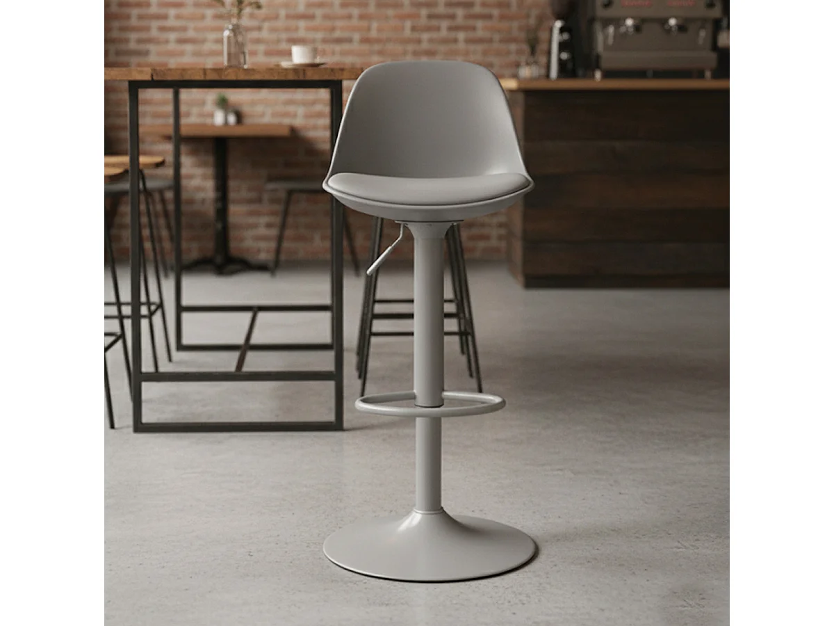 Lot de 2 Tabouret de Bar, Chaise Haute à Hauteur Réglable,coloris gris-Longueur 38.5 x Profondeur 39.5 x Hauteur 83-102 cm