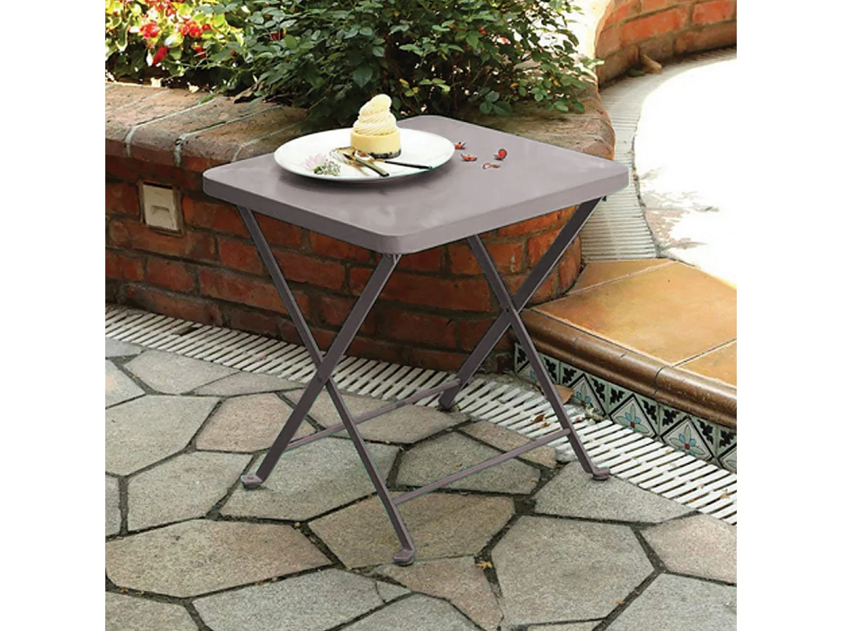 Table d'appoint de Jardin,Table à Manger carrée Pliante,Coloris Taupe - Longueur 40 x Profondeur 40 x Hauteur 45 cm