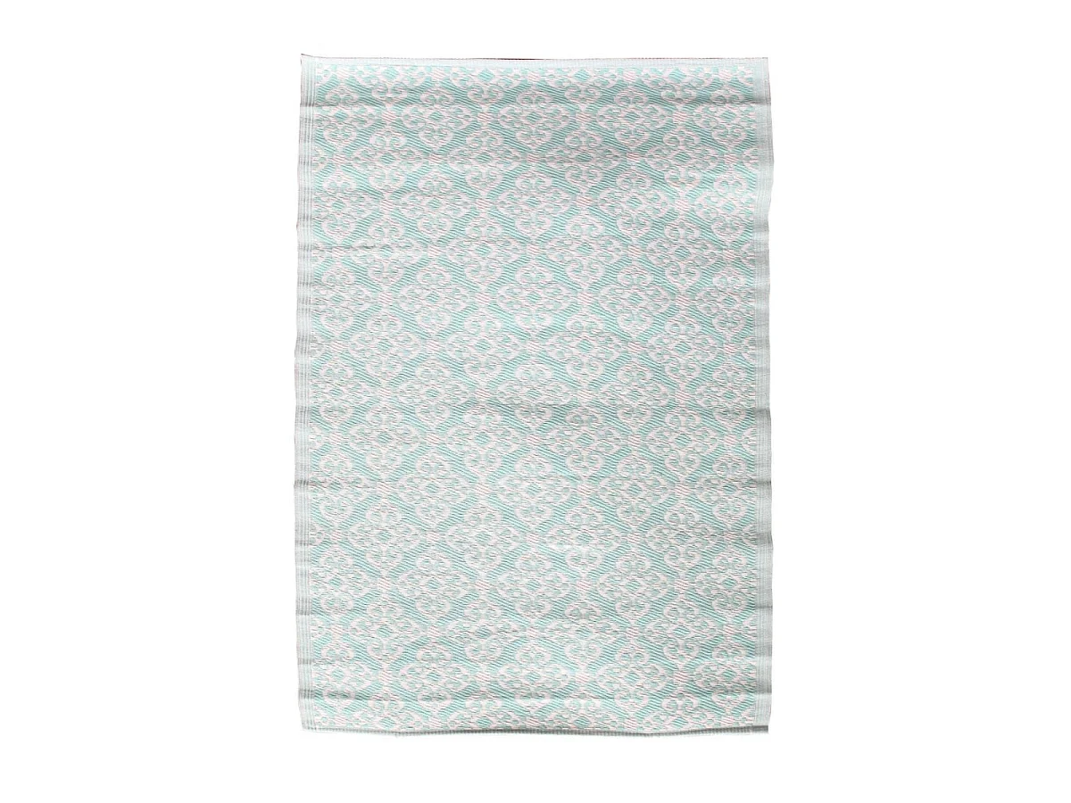 Tapis 120x180cm Intérieur/Extérieur Motif Ornemental Turquoise et Blanc - MALTE