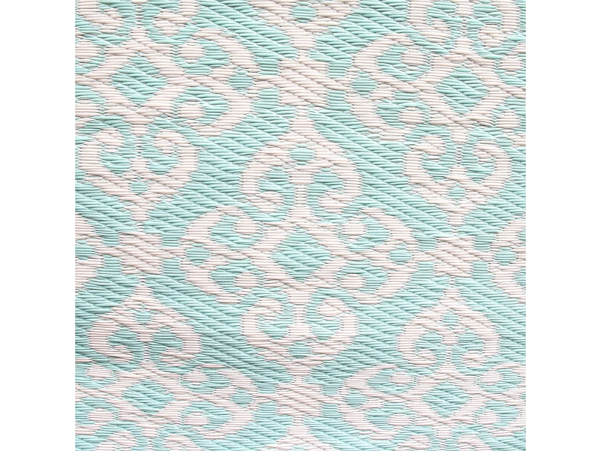 Tapis 120x180cm Intérieur/Extérieur Motif Ornemental Turquoise et Blanc - MALTE