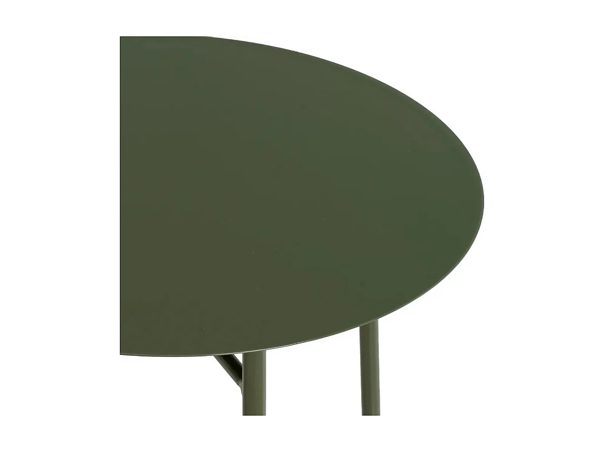 Table d'appoint à 2 Plateaux Rond en Métal, Sellette Porte-Plante pour Salon et Balcon, coloris Vert Olive - Longueur 30 x Profondeur 30 x Hauteur 60 cm   Juanio