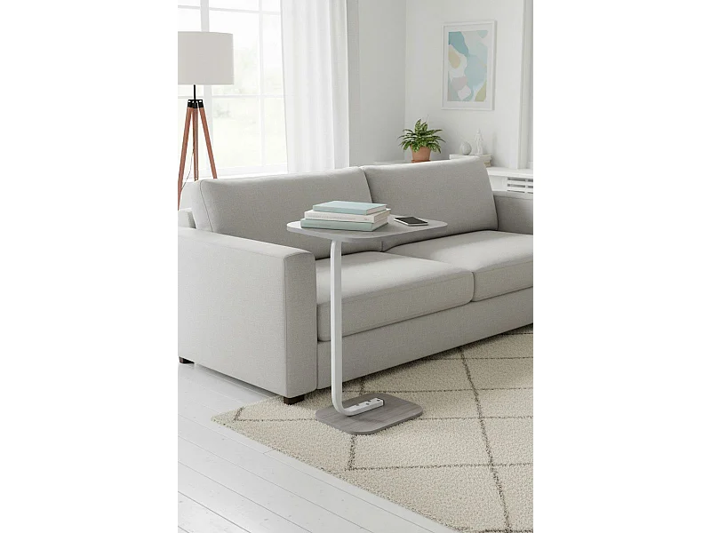 Table d’appoint , bout de canapé, table café coloris Blanc/effet bois - Longueur 39 x Largeur 28 x Hauteur 55 cm