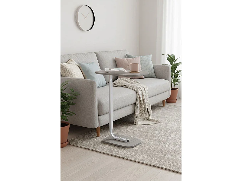 Table d’appoint , bout de canapé, table café coloris Blanc/effet bois - Longueur 39 x Largeur 28 x Hauteur 55 cm