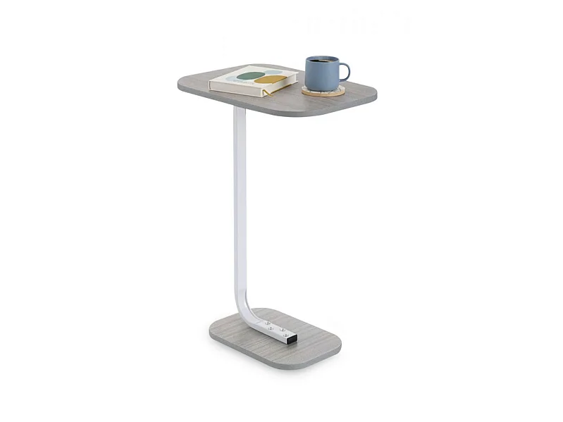 Table d’appoint , bout de canapé, table café coloris Blanc/effet bois - Longueur 39 x Largeur 28 x Hauteur 55 cm