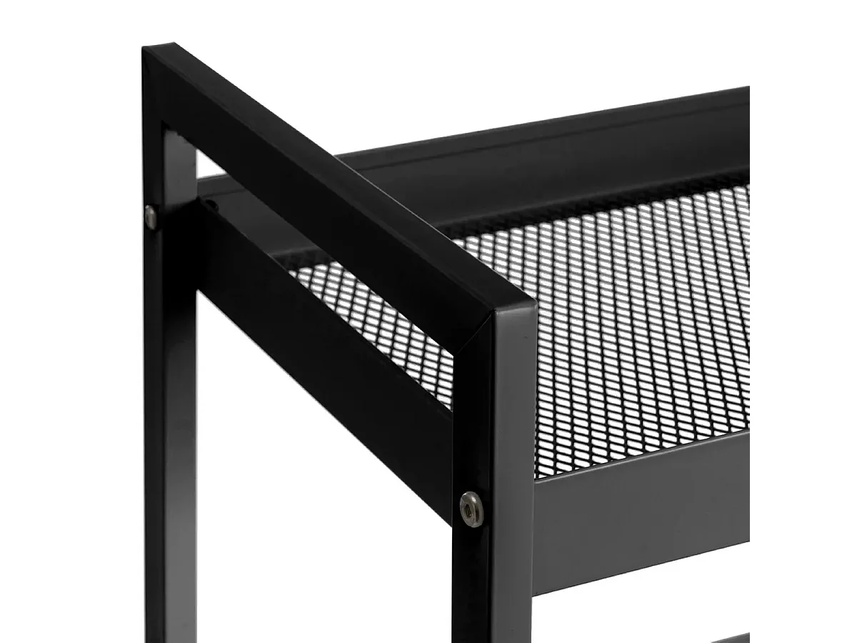 Chariot de rangement, chariot à roulettes de 3 niveaux à usages multiples en métal Noir-Longueur 51 X Largeur 30 X Hauteur 82 cm