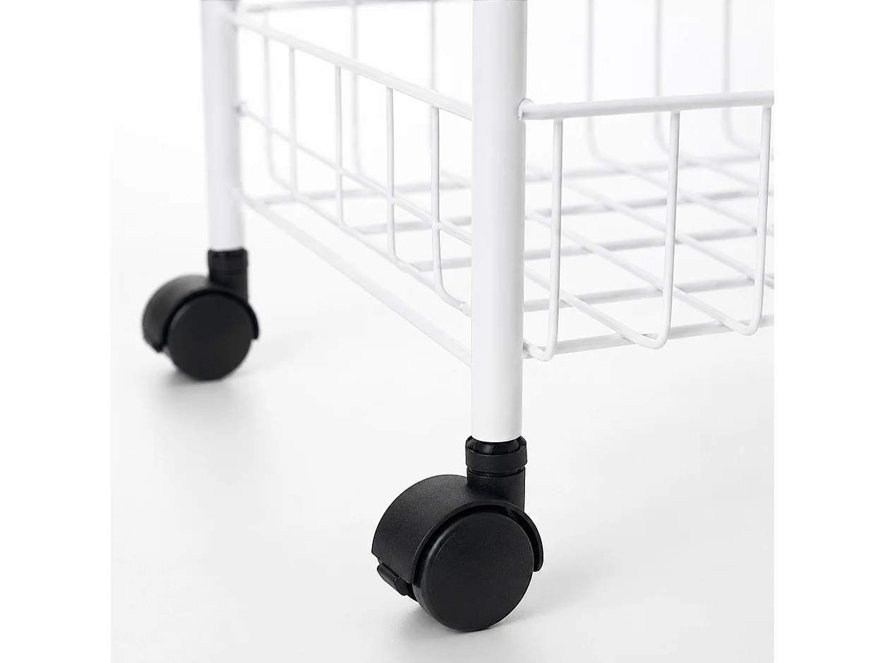 Desserte chariot de cuisine empilable à 3 niveaux avec roulettes pivotantes,blanc-Longueur 38 x Profondeur 26 x Hauteur 62 cm