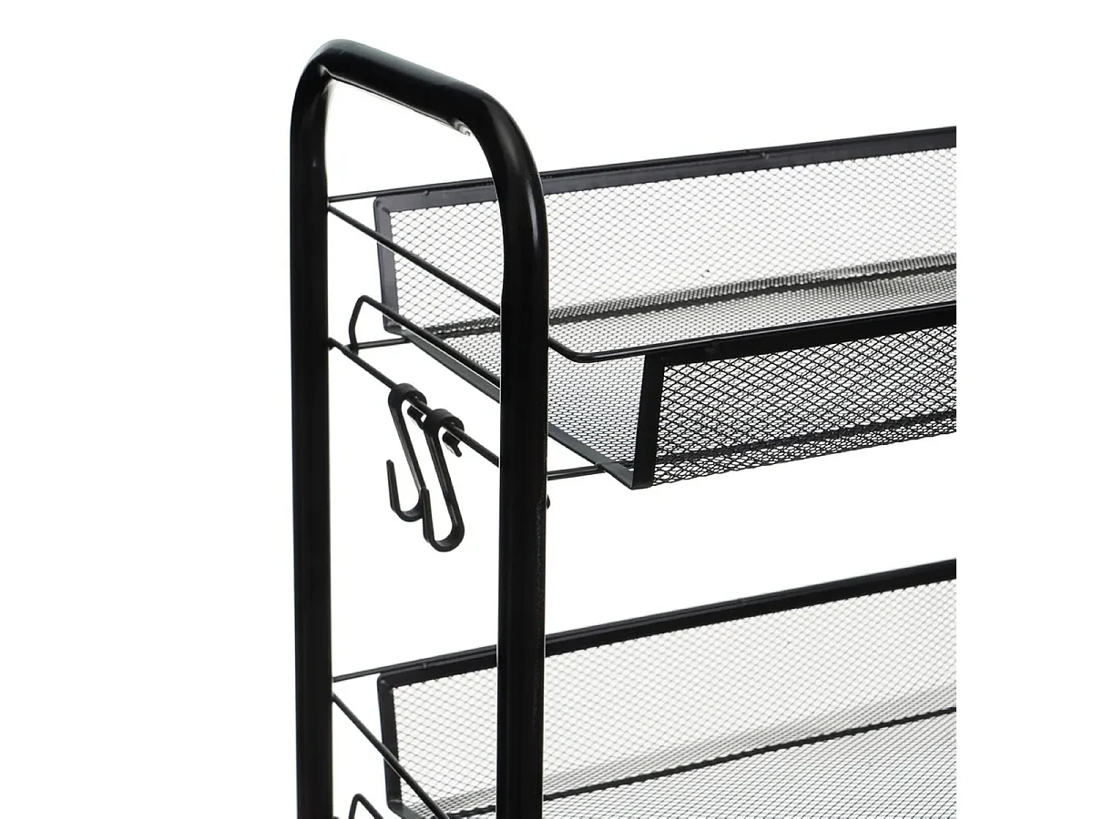 Chariot de rangement à roulettes de 4 niveaux en métal noir pour cuisine ou salle de bain-Longueur 45 x Largeur 27 x Hauteur 84 cm