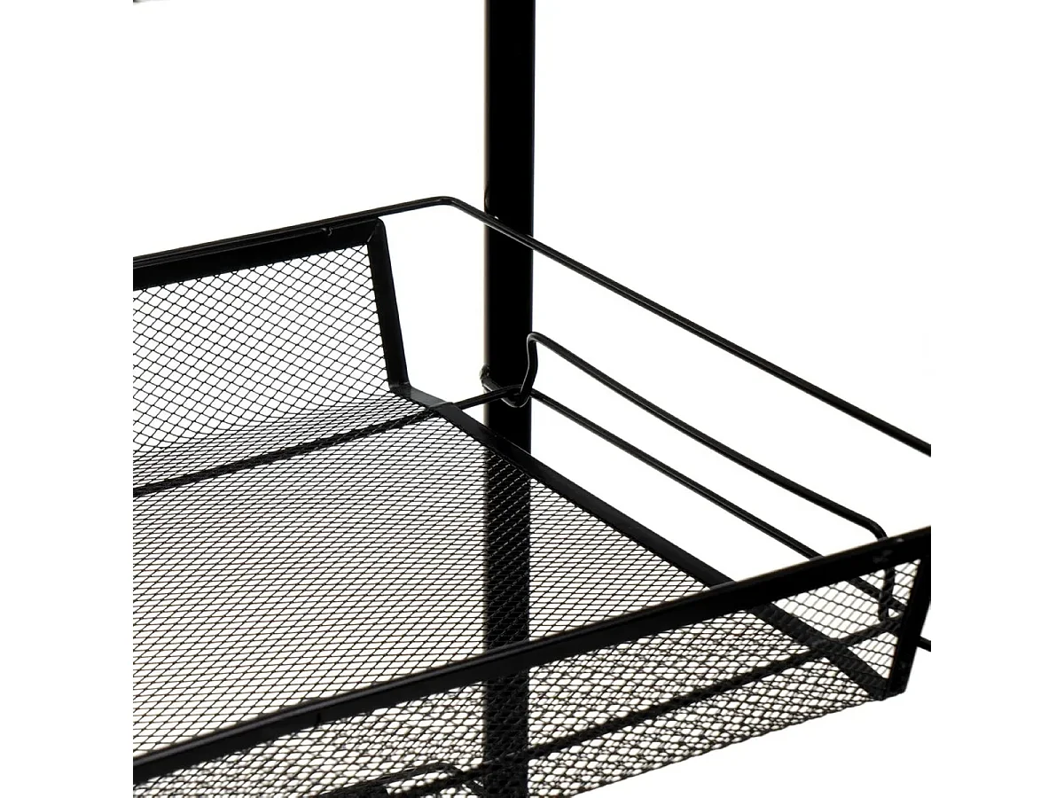 Chariot de rangement à roulettes de 4 niveaux en métal noir pour cuisine ou salle de bain-Longueur 45 x Largeur 27 x Hauteur 84 cm