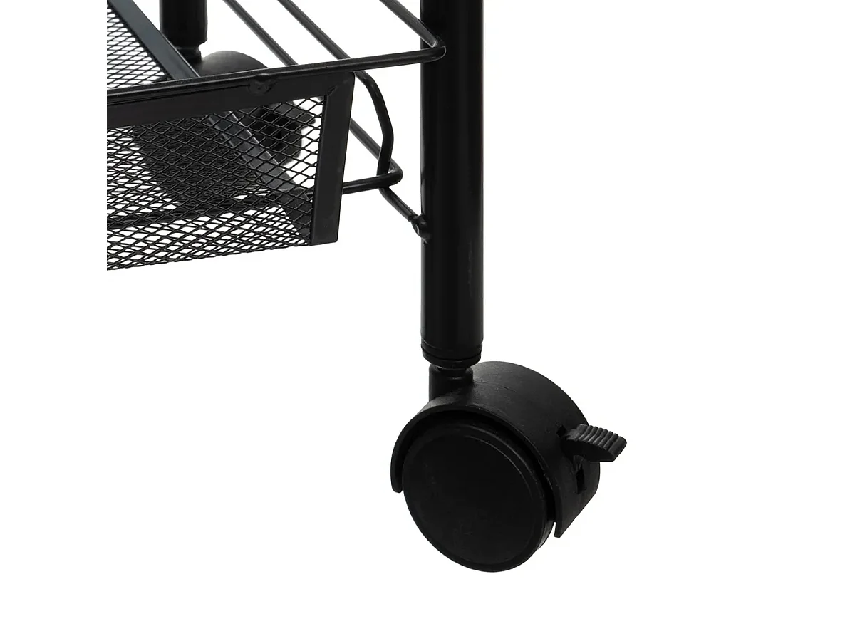 Chariot de rangement à roulettes de 4 niveaux en métal noir pour cuisine ou salle de bain-Longueur 45 x Largeur 27 x Hauteur 84 cm