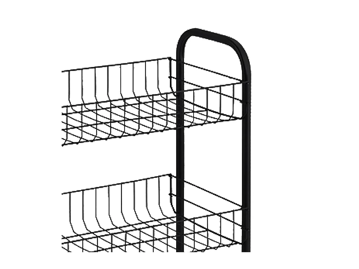 Desserte chariot de cuisine empilable à 3 niveaux avec roulettes pivotantes,noir-Longueur 38 x Profondeur 26 x Hauteur 62 cm