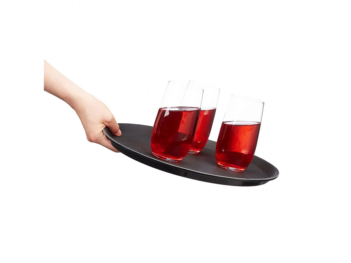 Plateau de service rond professionel pour bar et restauration avec surface antidérapante diamètre 45 cm couleur noir