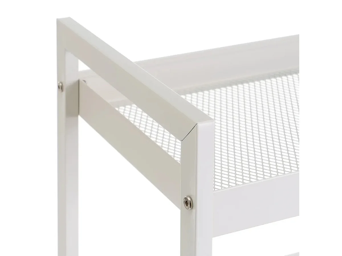 Chariot de rangement, chariot à roulettes de 3 niveaux à usages multiples en métal blanc-Longueur 51 X Largeur 30 X Hauteur 82 cm