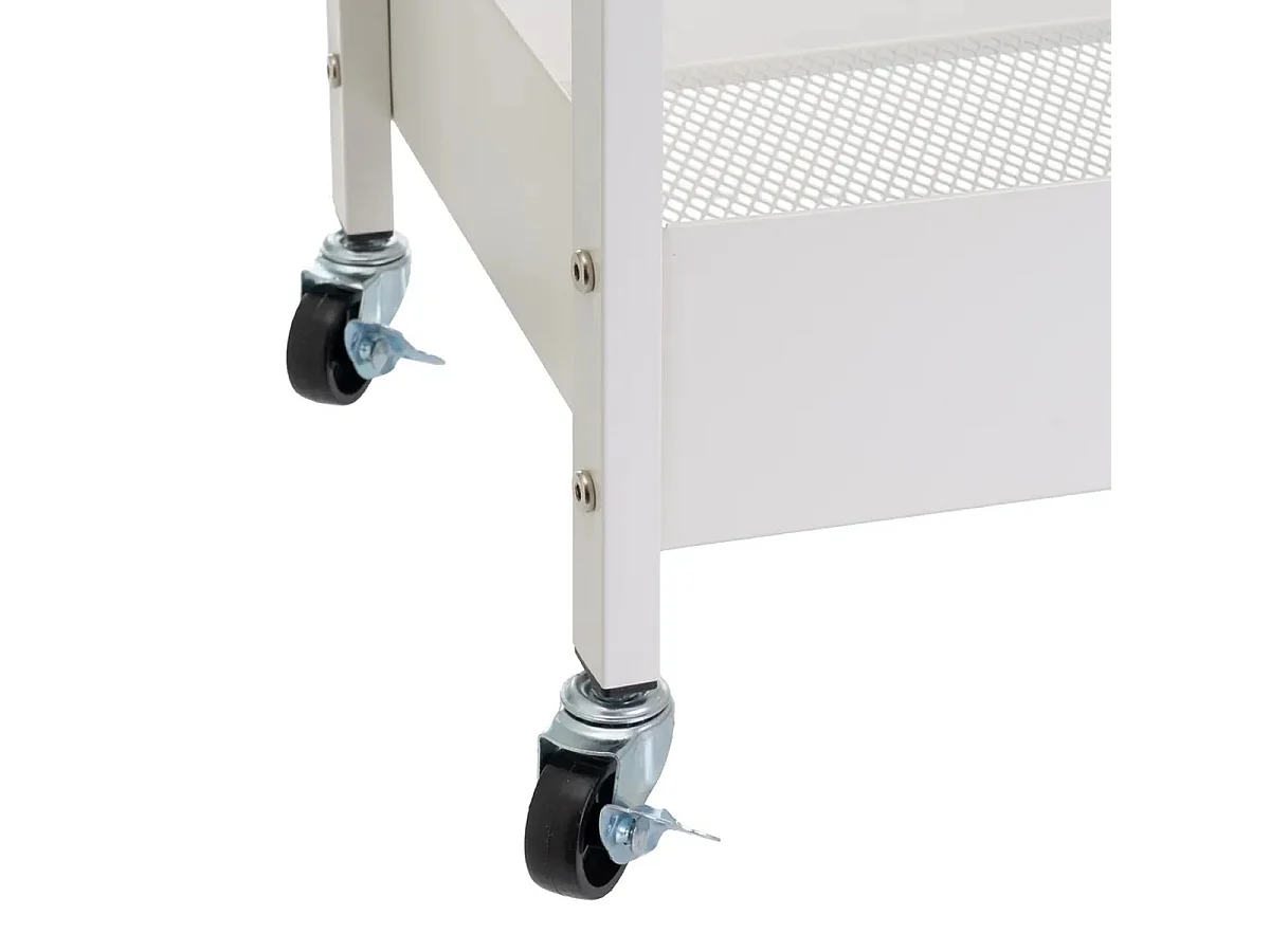 Chariot de rangement, chariot à roulettes de 3 niveaux à usages multiples en métal blanc-Longueur 51 X Largeur 30 X Hauteur 82 cm