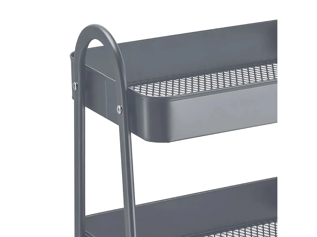 Chariot de rangement, chariot à roulettes de 3 niveaux à usages multiples en métal gris-Longueur 44 X Largeur 31 X Hauteur 79 CM