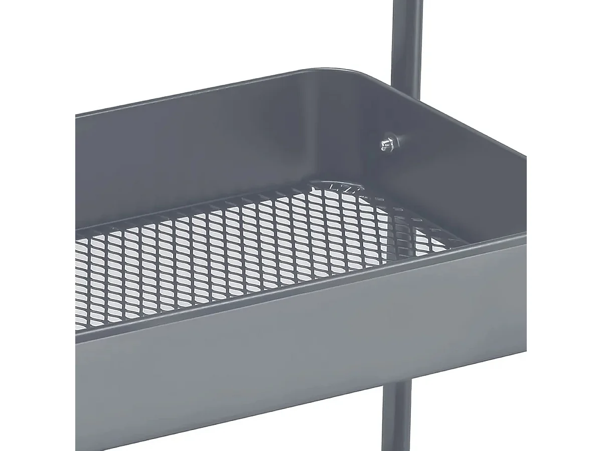 Chariot de rangement, chariot à roulettes de 3 niveaux à usages multiples en métal gris-Longueur 44 X Largeur 31 X Hauteur 79 CM