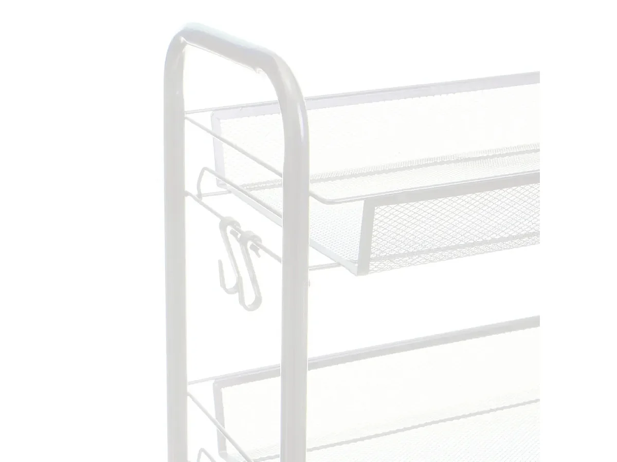 Chariot de rangement à roulettes de 4 niveaux en métal Blanc pour cuisine ou salle de bain-Longueur 45 x Largeur 27 x Hauteur 84 cm
