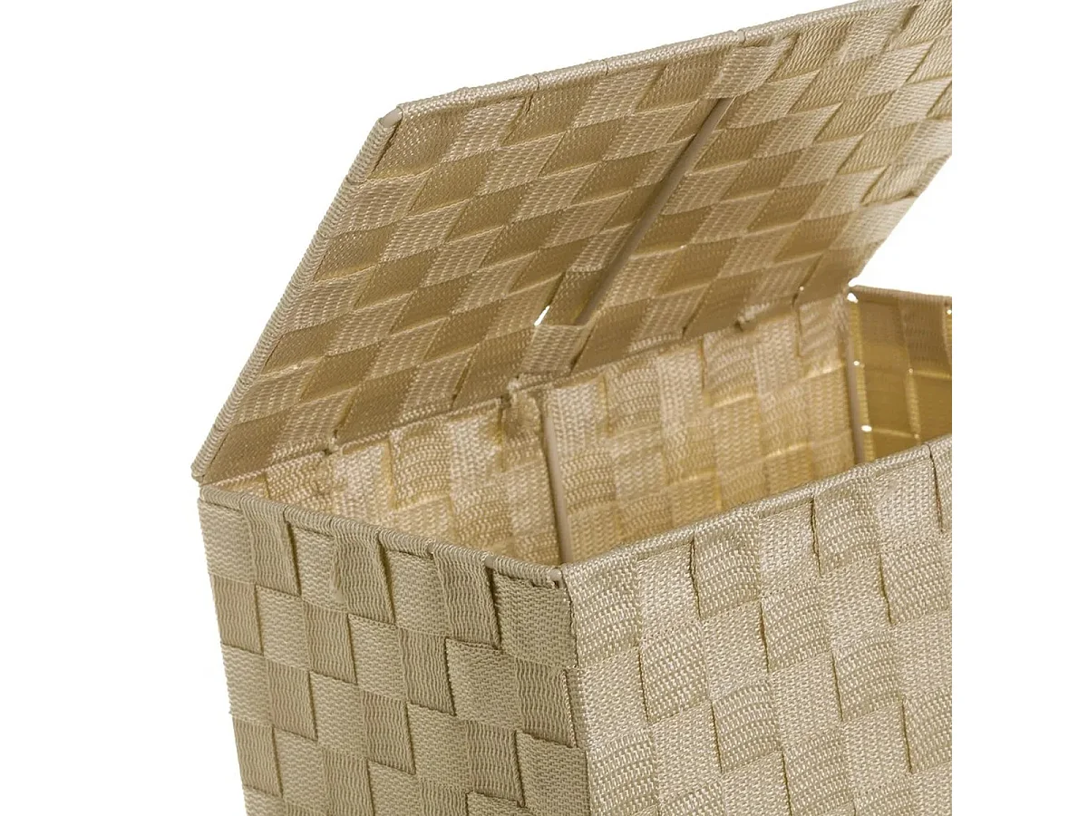 Set de 3 coffres paniers de rangement avec couvercle coloris beige