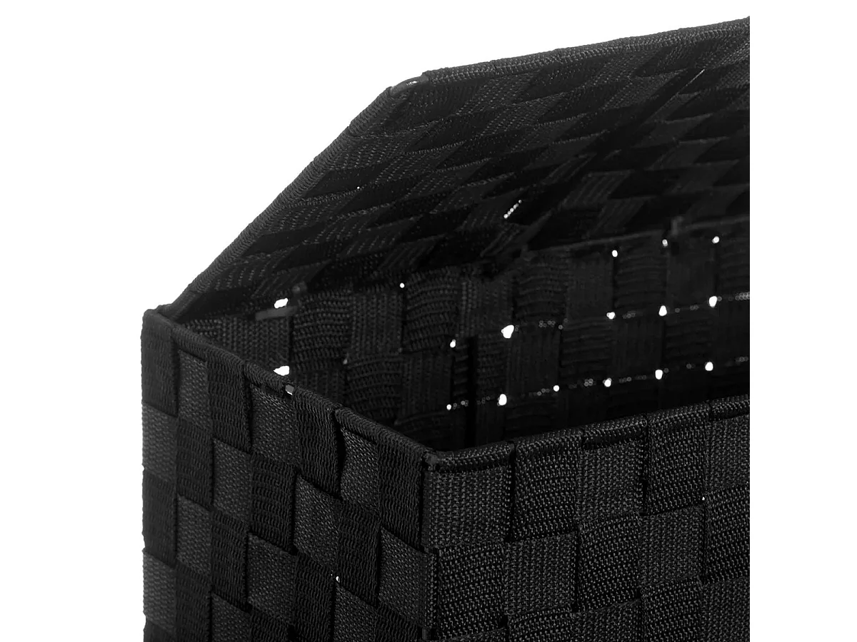 Set de 3 coffres paniers de rangement avec couvercle coloris noir