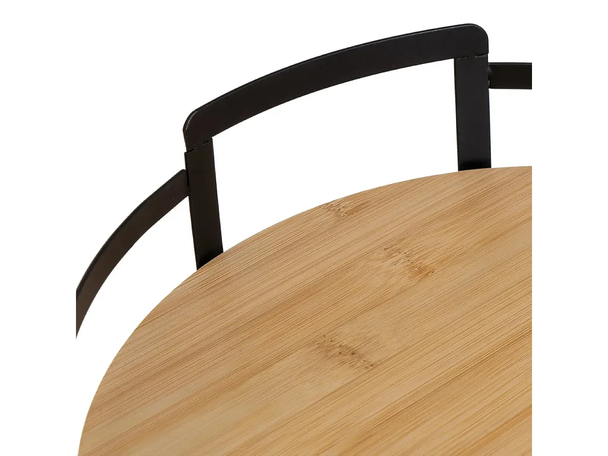 Plateau de service,plateau de présentation avec cadre en métal noir et socle en bambou-Longueur 29 X Largeur 29 X Profondeur 6 cm