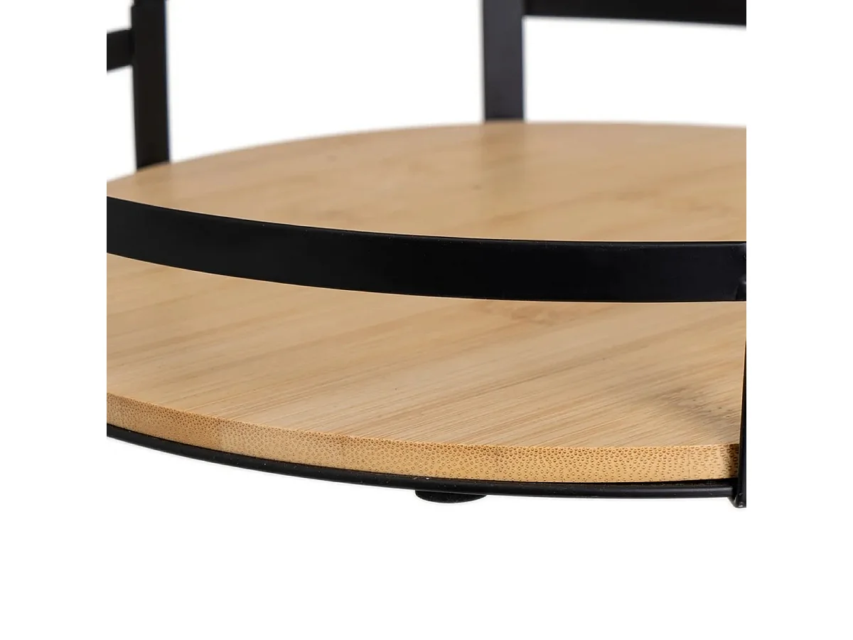 Plateau de service,plateau de présentation avec cadre en métal noir et socle en bambou-Longueur 29 X Largeur 29 X Profondeur 6 cm
