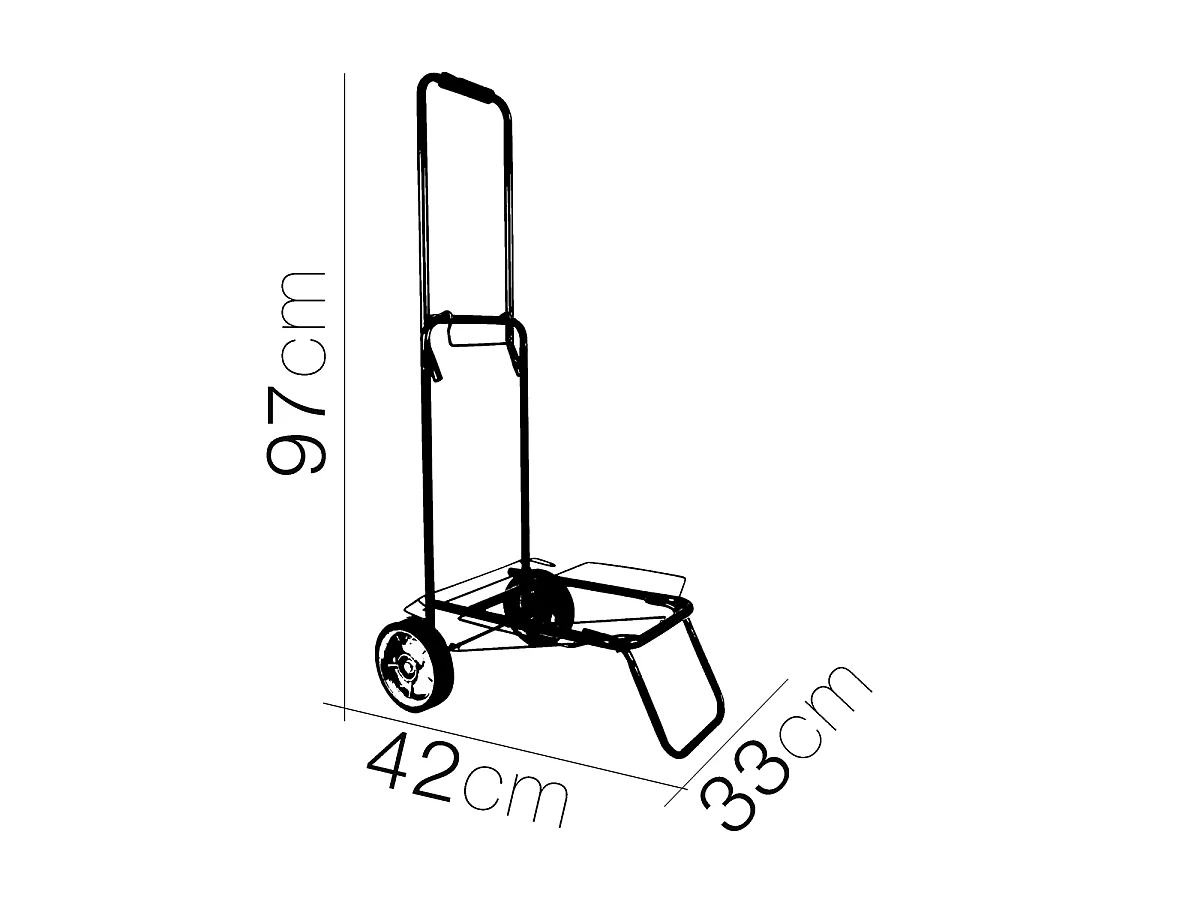 Chariot de transport Pliable multi usages à 2 roues - Hauteur 97 x Longueur 33 x Profondeur 42 cm