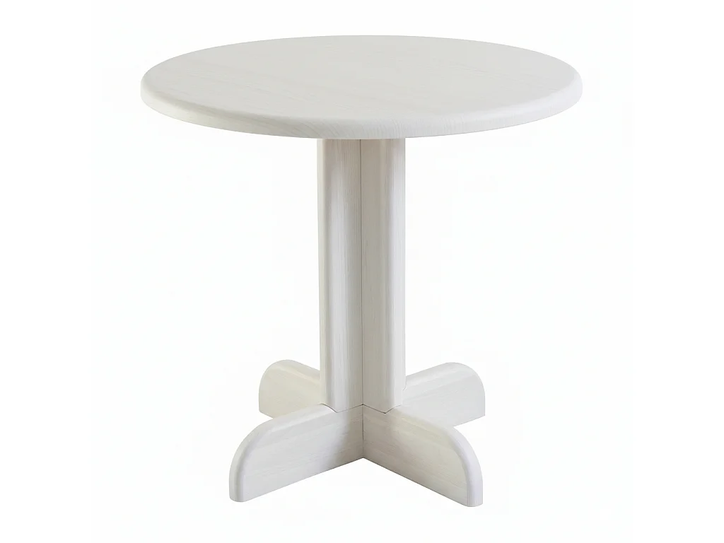 Table à manger ronde Dega Ø 80 cm, 2 personnes - Blanc | Bois de frêne massif