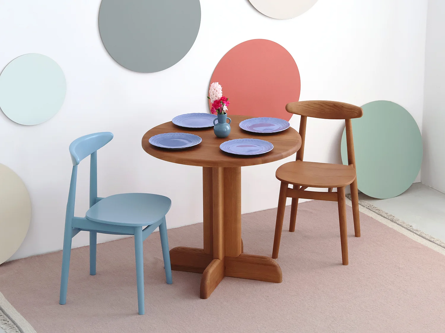 Table à manger ronde Dega Ø 80 cm, 2 personnes - Blanc | Bois de frêne massif