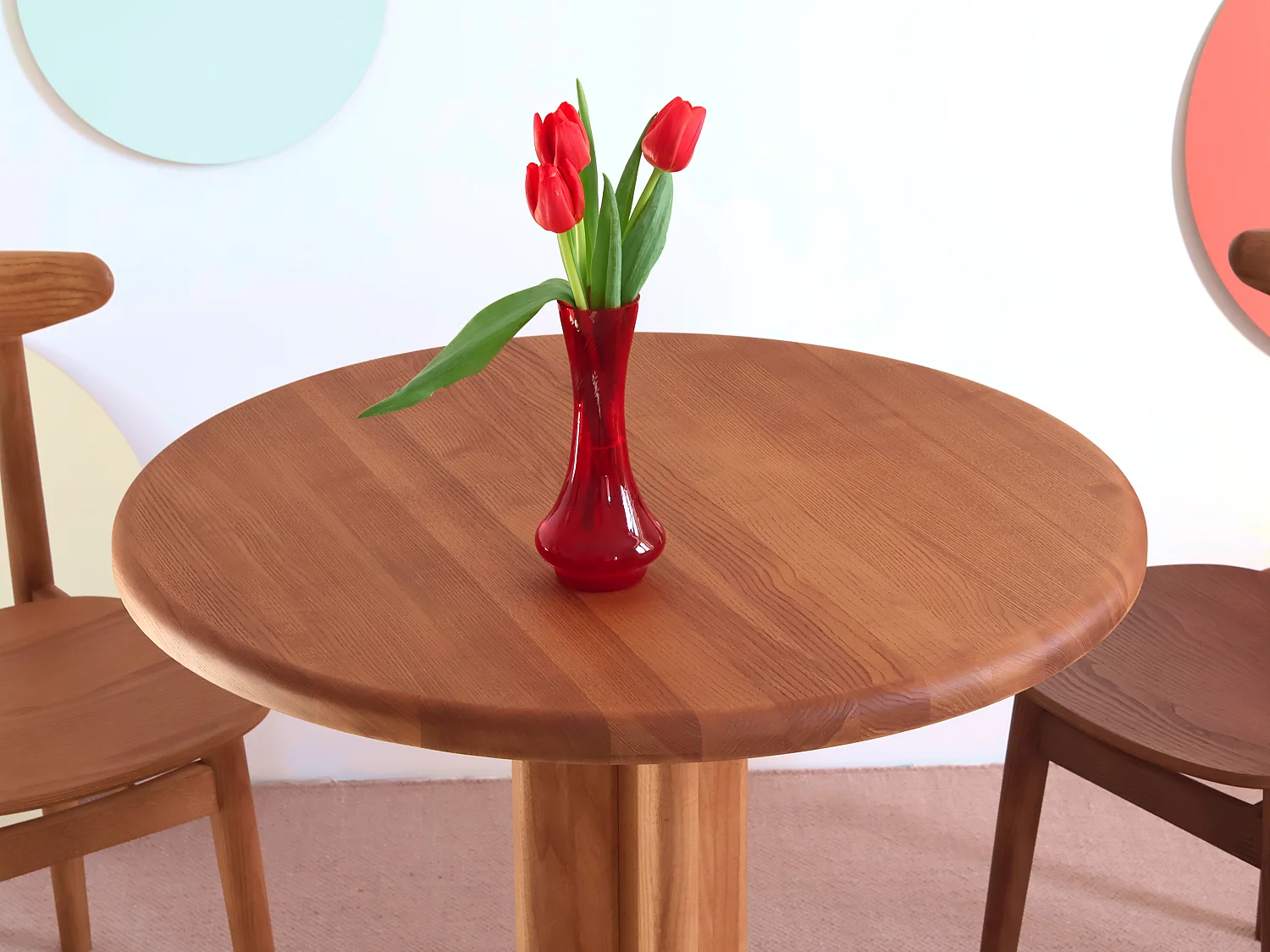 Table à manger ronde Dega Ø 80 cm, 2 personnes - Blanc | Bois de frêne massif