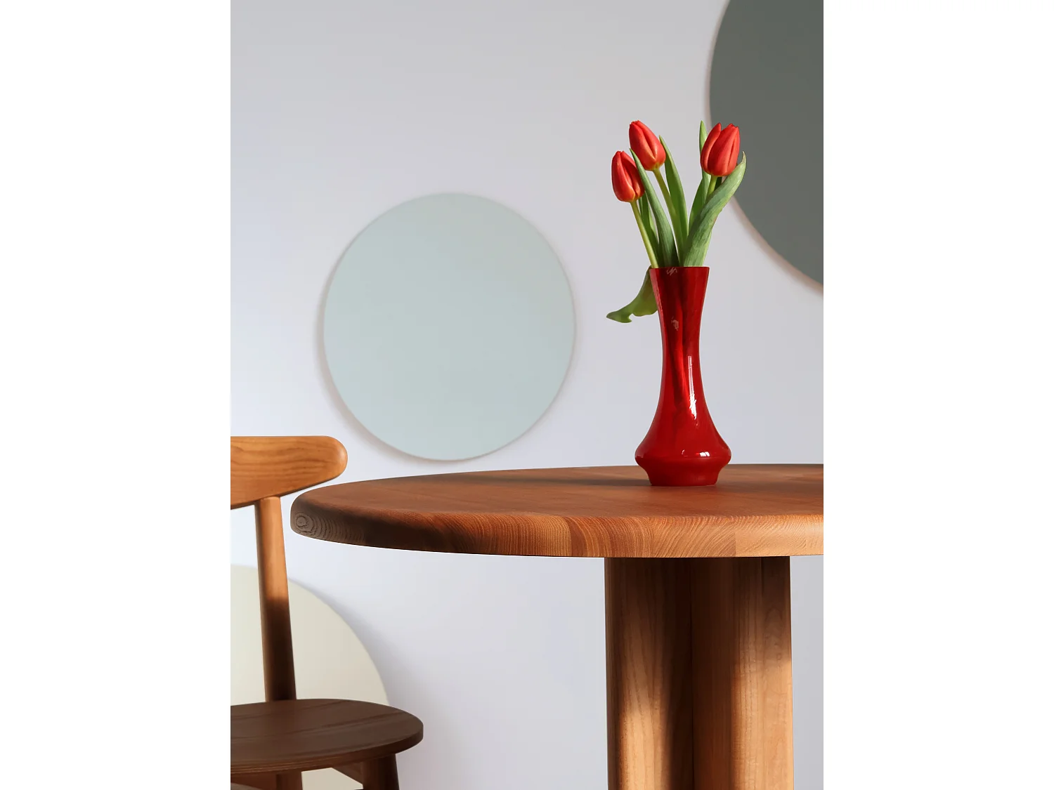 Table à manger ronde Dega Ø 80 cm, 2 personnes - Blanc | Bois de frêne massif