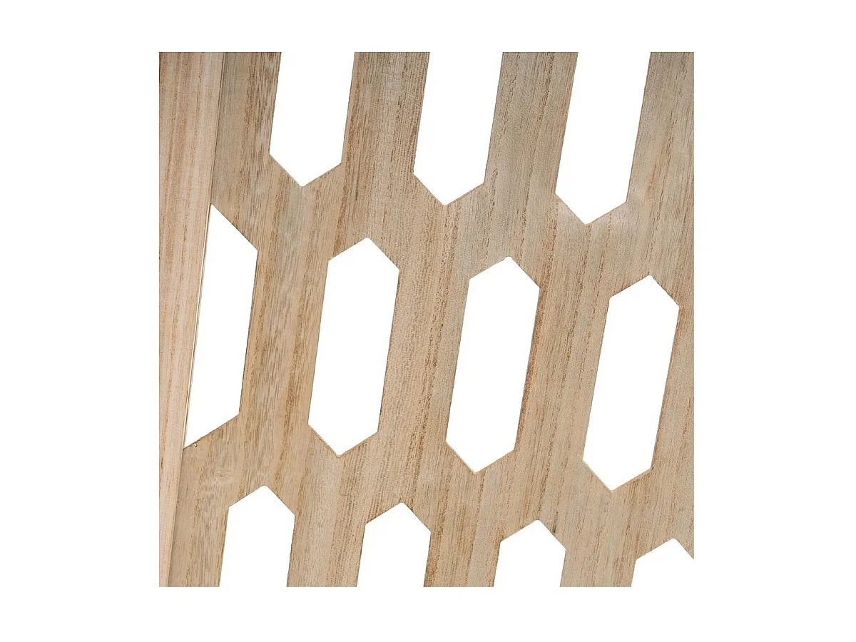 Paravent de 3 Pans en Bois Naturel, Séparateur de Pièce Pliable avec Motifs Géométriques Ajourés-Longueur 40 x Profondeur 2 x Hauteur 170 cm Juanio