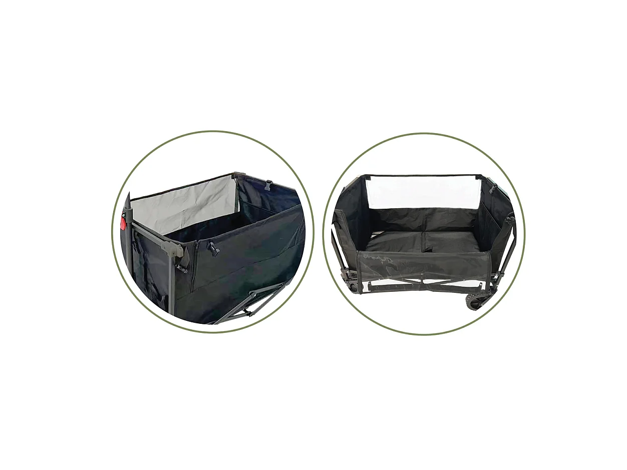 Chariot de jardin pliant et portable à roulettes pivotantes,coloris noir-Longueur 97 x Profondeur 51 x Hauteur 87/107 cm