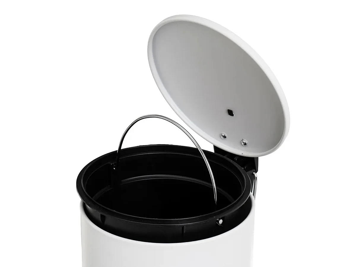 Poubelle de salle de bain en métal coloris blanc avec couvercle - diamètre 21 x Hauteur 26 cm