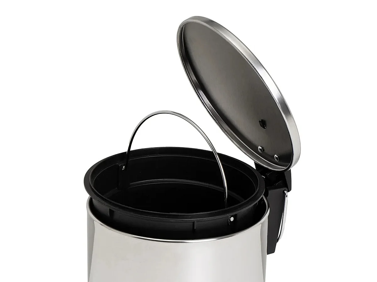 Poubelle de salle de bain avec couvercle en acier inoxydable coloris chromé - diamètre 21 x Hauteur 26 cm