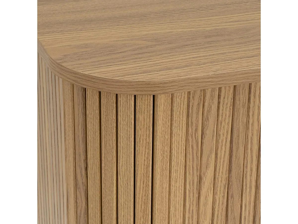 Buffet, meuble de rangement avec 2 portes en bois coloris naturel - Longueur 140 x Profondeur 40 x Hauteur 81 cm