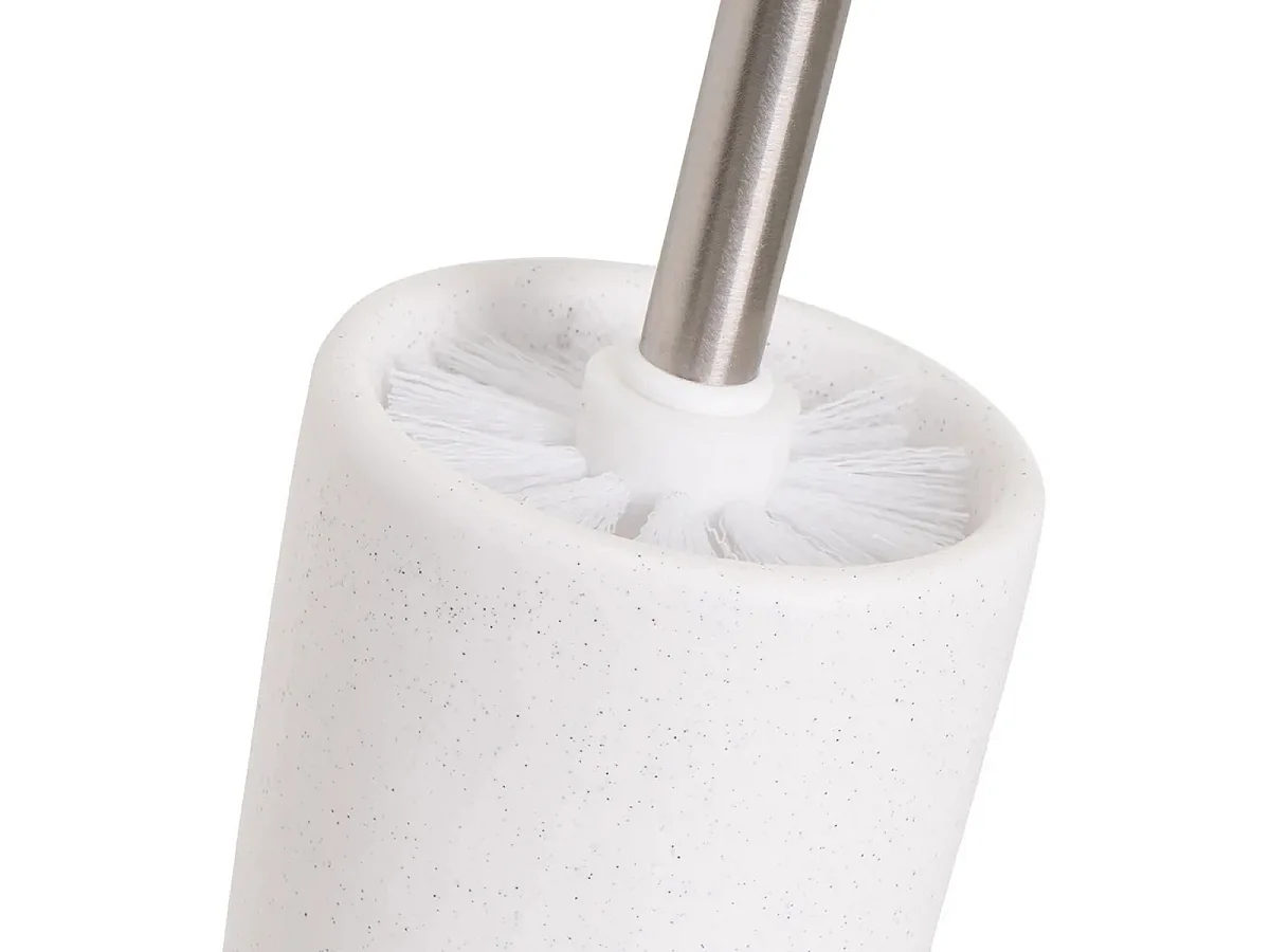 Brosse WC avec Porte-brosse de toilette en céramique coloris blanc - diamètre 12 x Hauteur 34 cm
