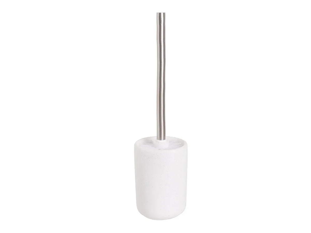 Brosse WC avec Porte-brosse de toilette en céramique coloris blanc - diamètre 12 x Hauteur 34 cm