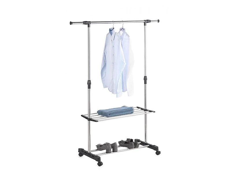 Portant à vêtement extensible avec étagère,Portant sur roulettes réglable en hauteur - Longueur 89-145 x Largeur 43 x Hauteur 90-160cm