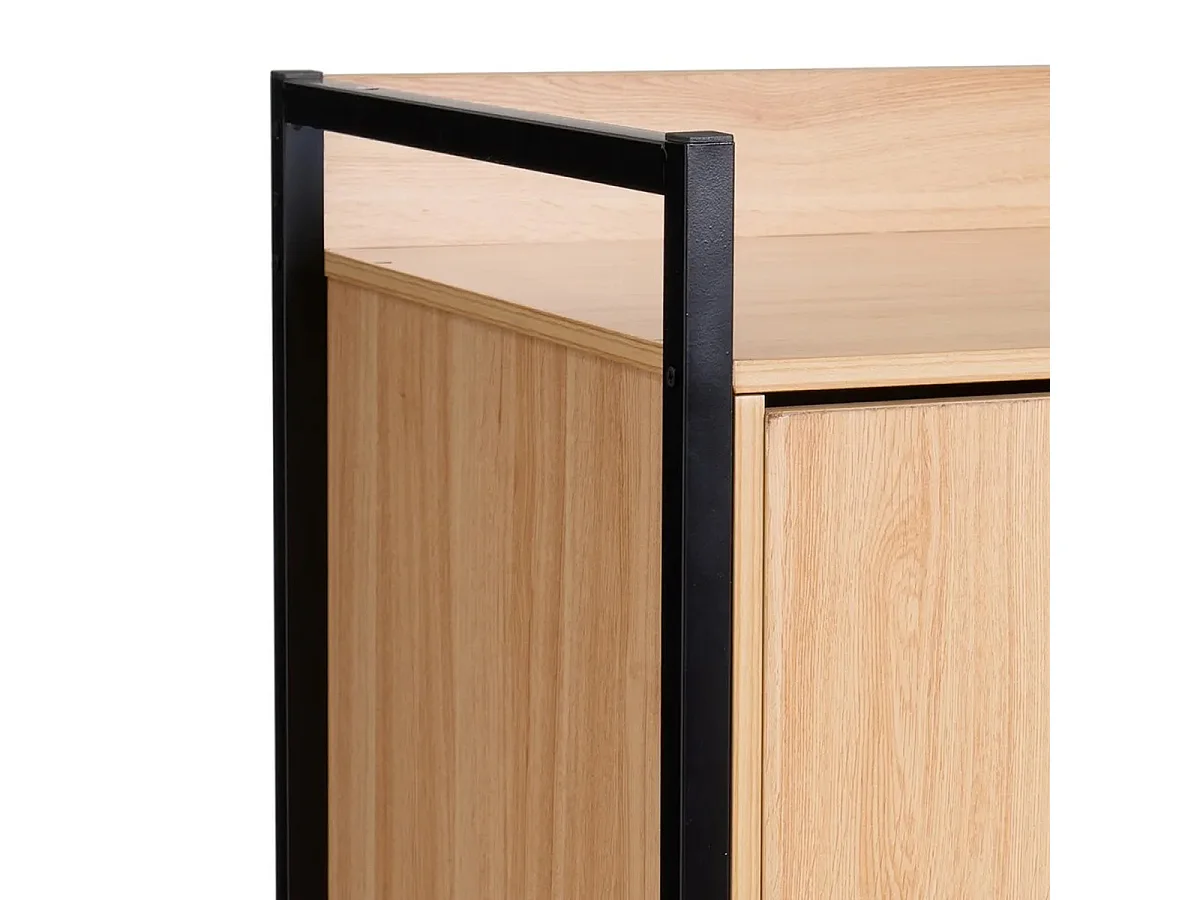 armoire de rangement avec penderie et étagères Coloris Chêne naturel et noir mat - Longueur 100 x Profondeur 48 x Hauteur 190 cm