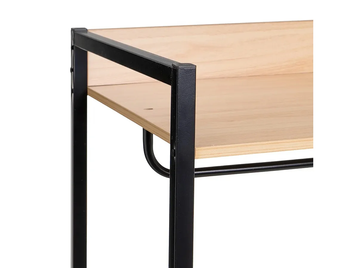 Portant dressing avec étagères et penderie e en bois naturel et métal noir - Longueur 60 x Profondeur 48 x Hauteur 190 cm