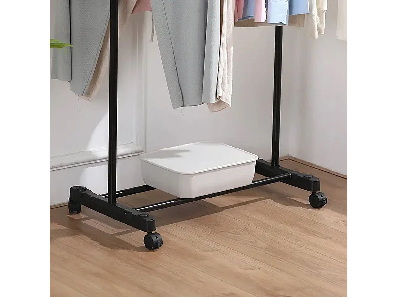 Portant à vêtement extensible réglable en hauteur, Portant avec roulettes - Longueur 82 x Largeur 42 x Hauteur 90-160cm