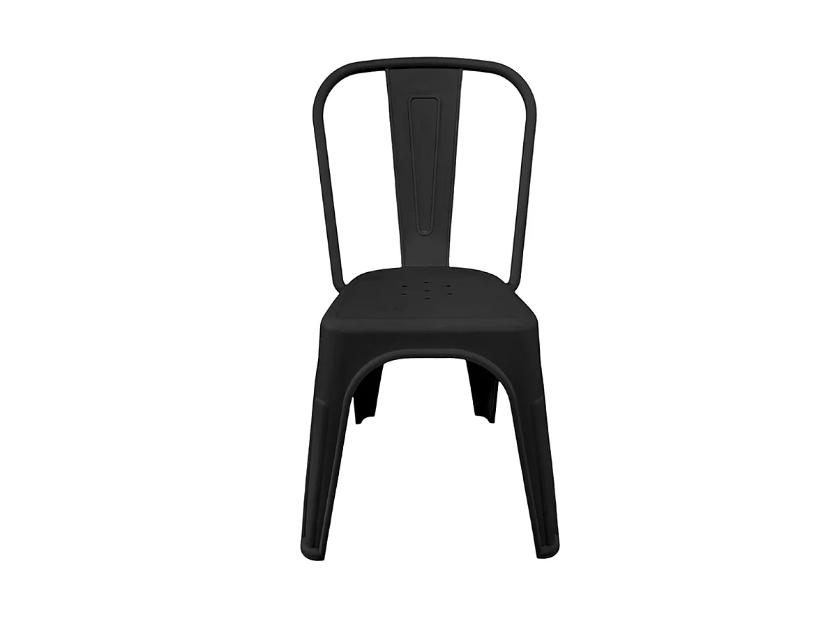 Lot de 6 chaises de table empilable d’intérieur et d’extérieur en plastique noir-Longueur 46 x Profondeur 50 x Hauteur 85,5 cm