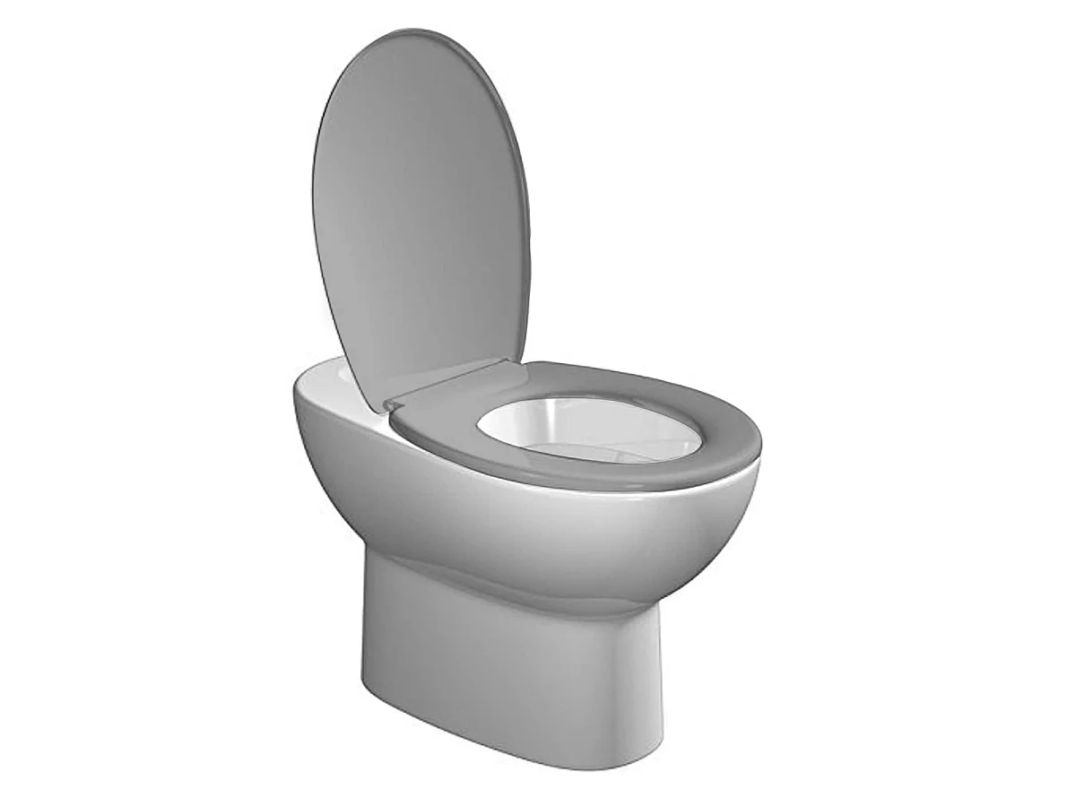 Abattant WC, abattant Toilette, Couvercle de Toilette avec charnières en Acier Inoxydable, coloris gris - Longueur 45.4 x Profondeur 36.5 cm
