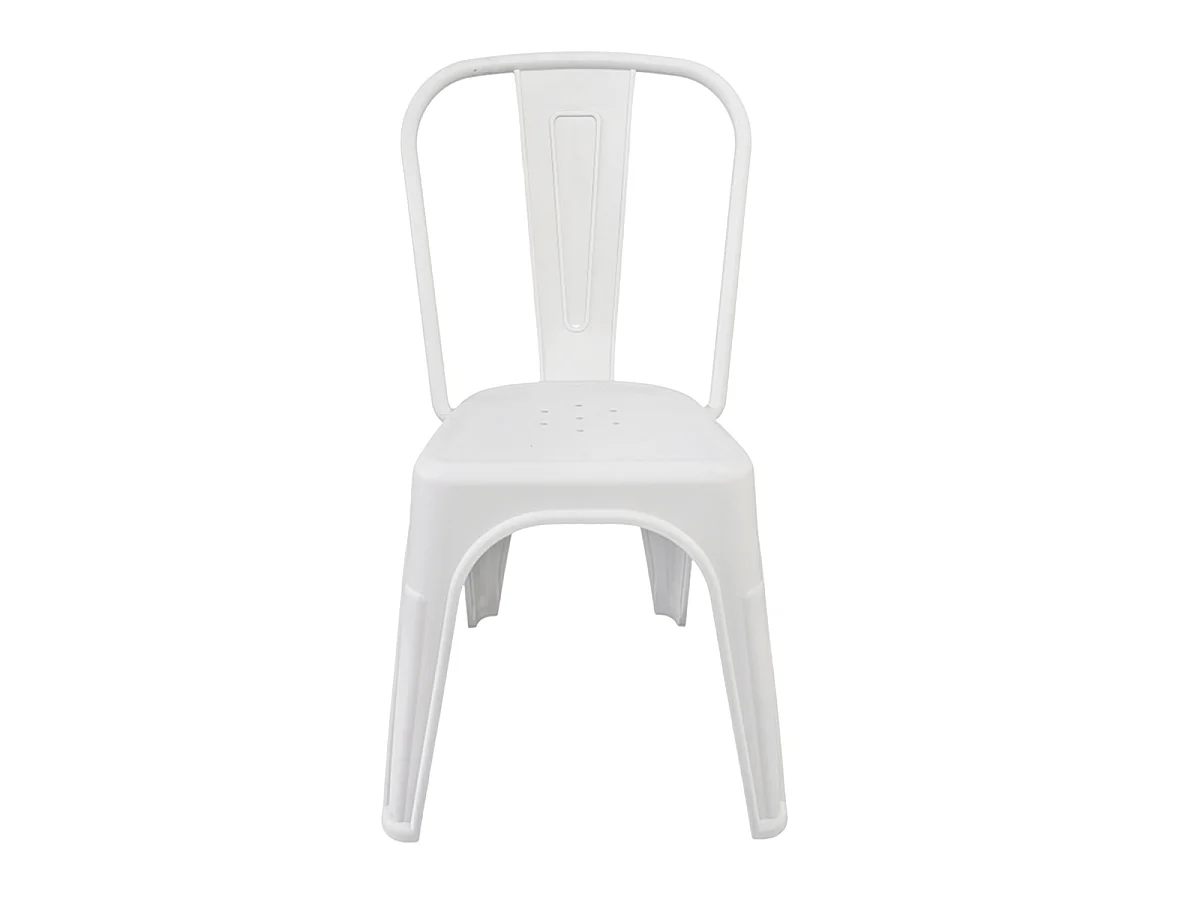 Lot de 6 chaises de table empilable d’intérieur et d’extérieur en plastique blanc-Longueur 46 x Profondeur 50 x Hauteur 85,5 cm
