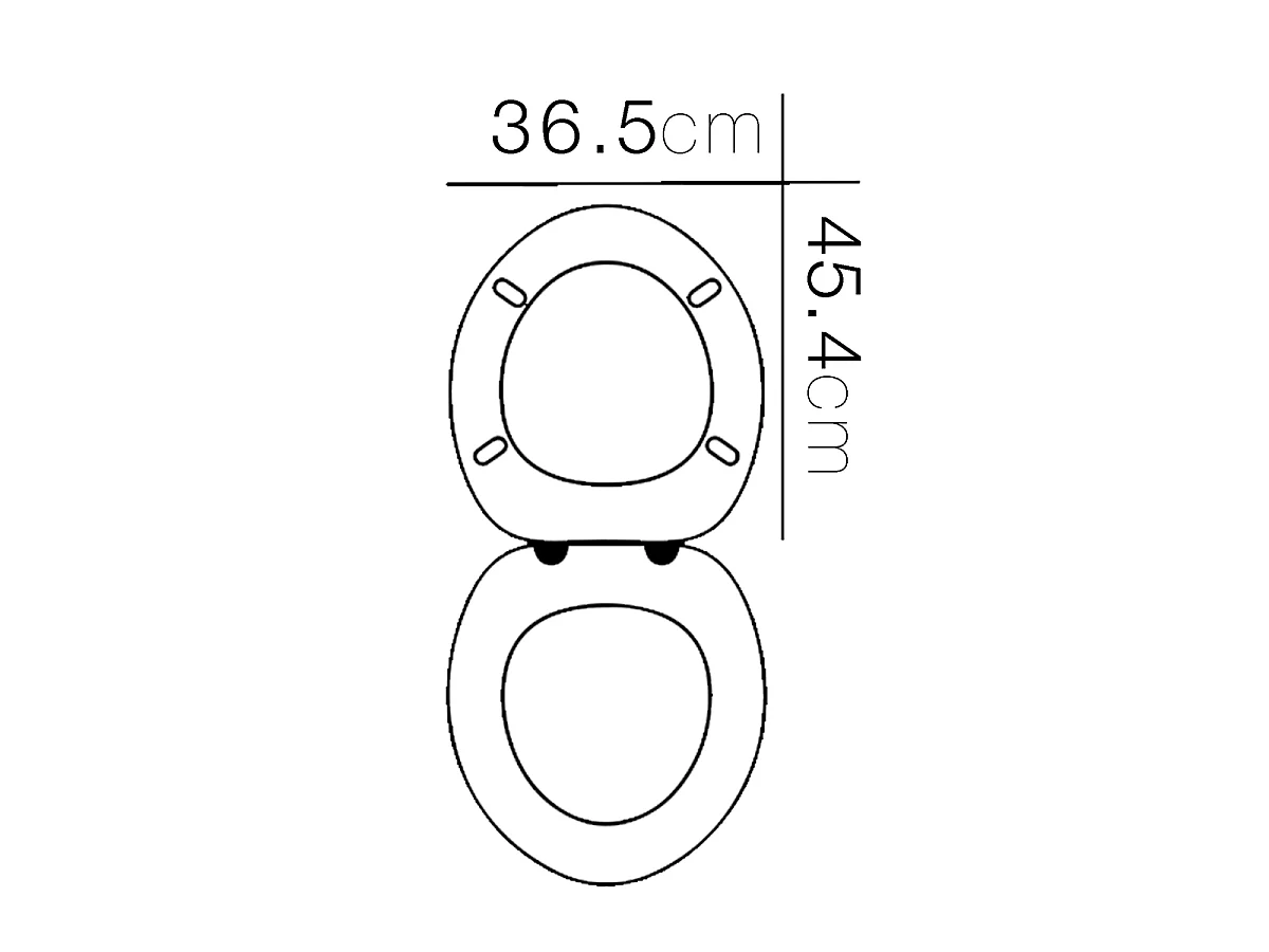 Abattant WC, abattant Toilette, Couvercle de Toilette avec charnières en Acier Inoxydable, coloris noir - Longueur 45.4 x Profondeur 36.5 cm