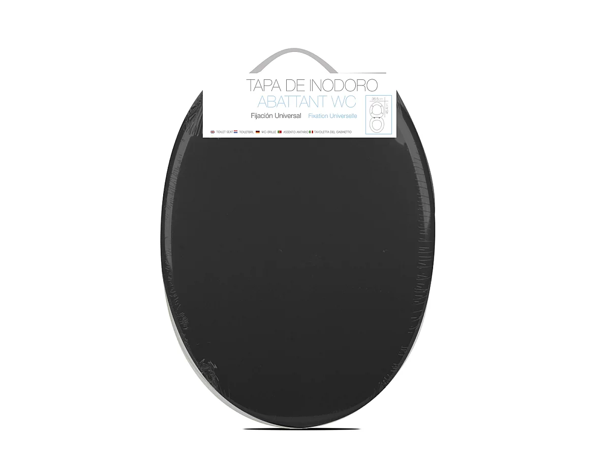 Abattant WC, abattant Toilette, Couvercle de Toilette avec charnières en Acier Inoxydable, coloris noir - Longueur 45.4 x Profondeur 36.5 cm
