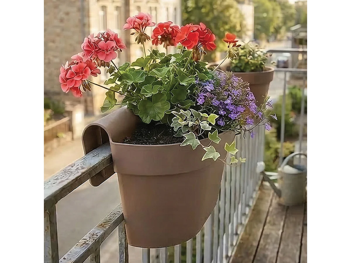 Lot de 6 Jardinières de Balcon Suspendue,Pot de Fleurs à Accrocher,Coloris marron clair-Longueur 30 x Profondeur 20 x Hauteur 20 cm