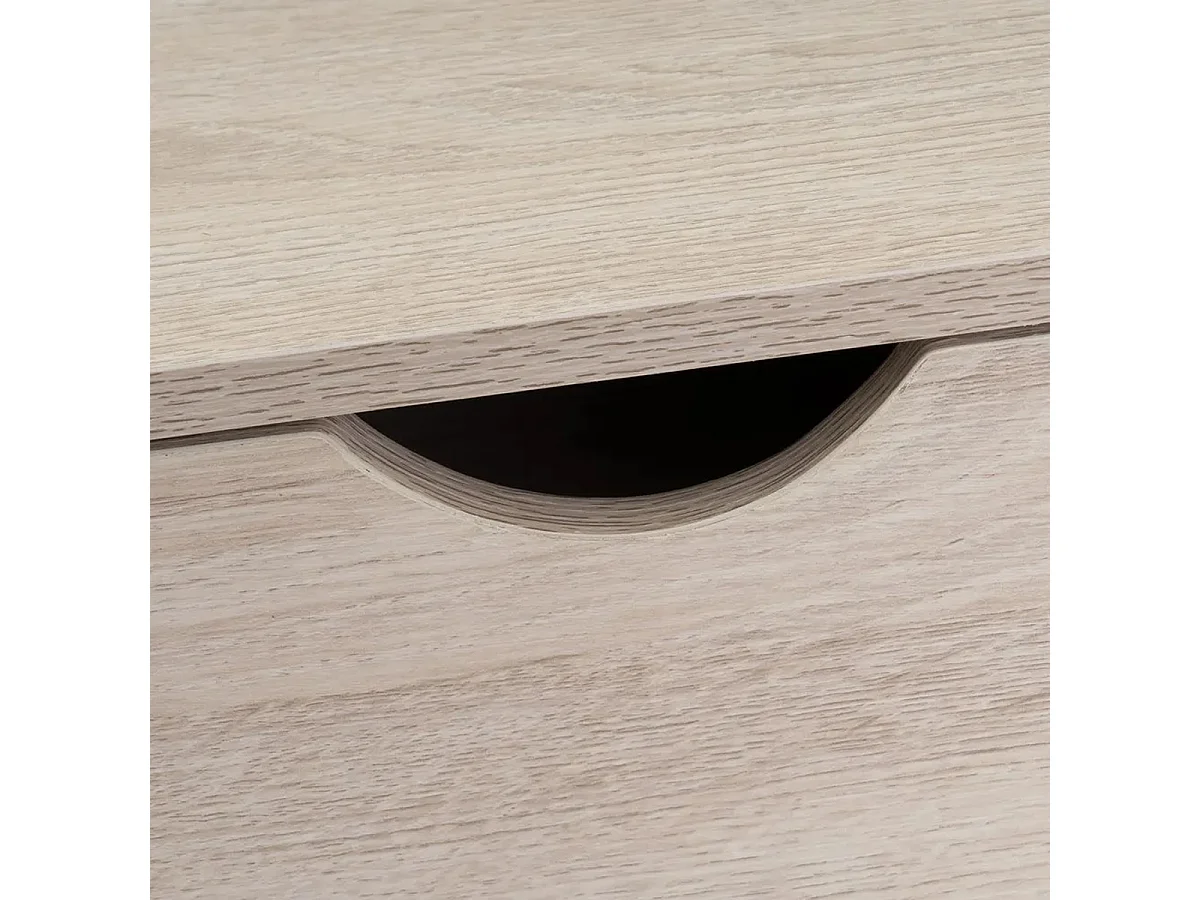 Meuble console, table console avec 2 tiroirs en bois coloris naturel et métal blanc - Longueur 80 x Profondeur 30 x Hauteur 75 cm