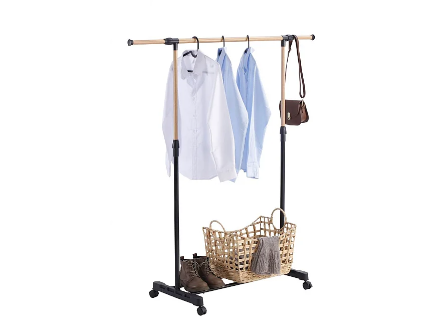 Portant à vêtement extensible avec étagère,Portant sur roulettes réglable en hauteur - Longueur 88-145 x Largeur 43 x Hauteur 90-160cm