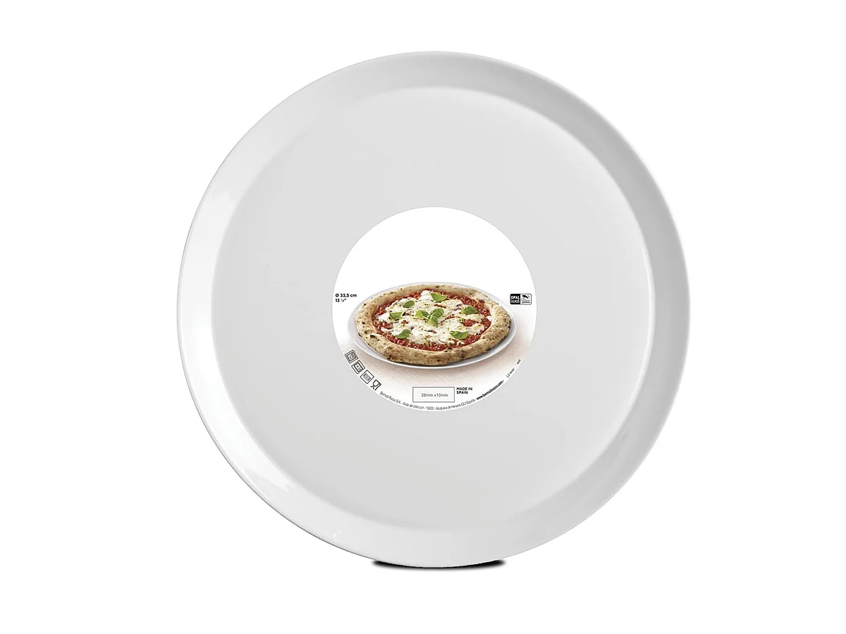 Lot de 6 Assiette de Cuisson en Verre Opale, Plat de Cuisson et Service à Pizza-Diamètre 33 cm